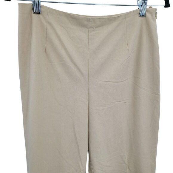 Vintage 90s Talbots High-Rise Stretch Dress Pants 8 Beige Tapered Split Hem - Picture 5 of 12